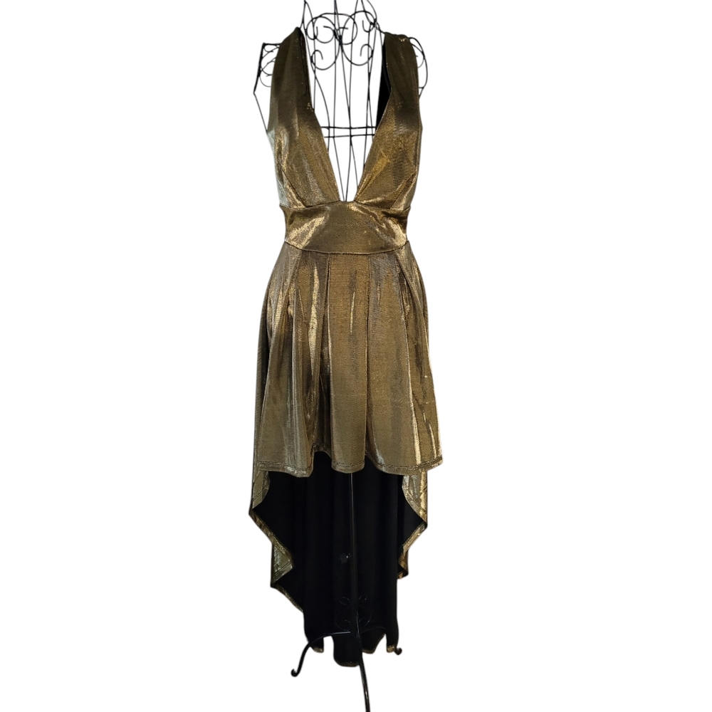 Symphony Gold Asymmetrical High-Low Sundress